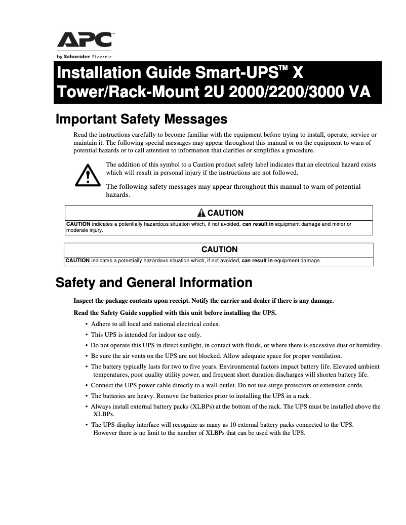 Página 1 del manual Manual de usuario APC Smart-UPS SMX2200RMLVUS