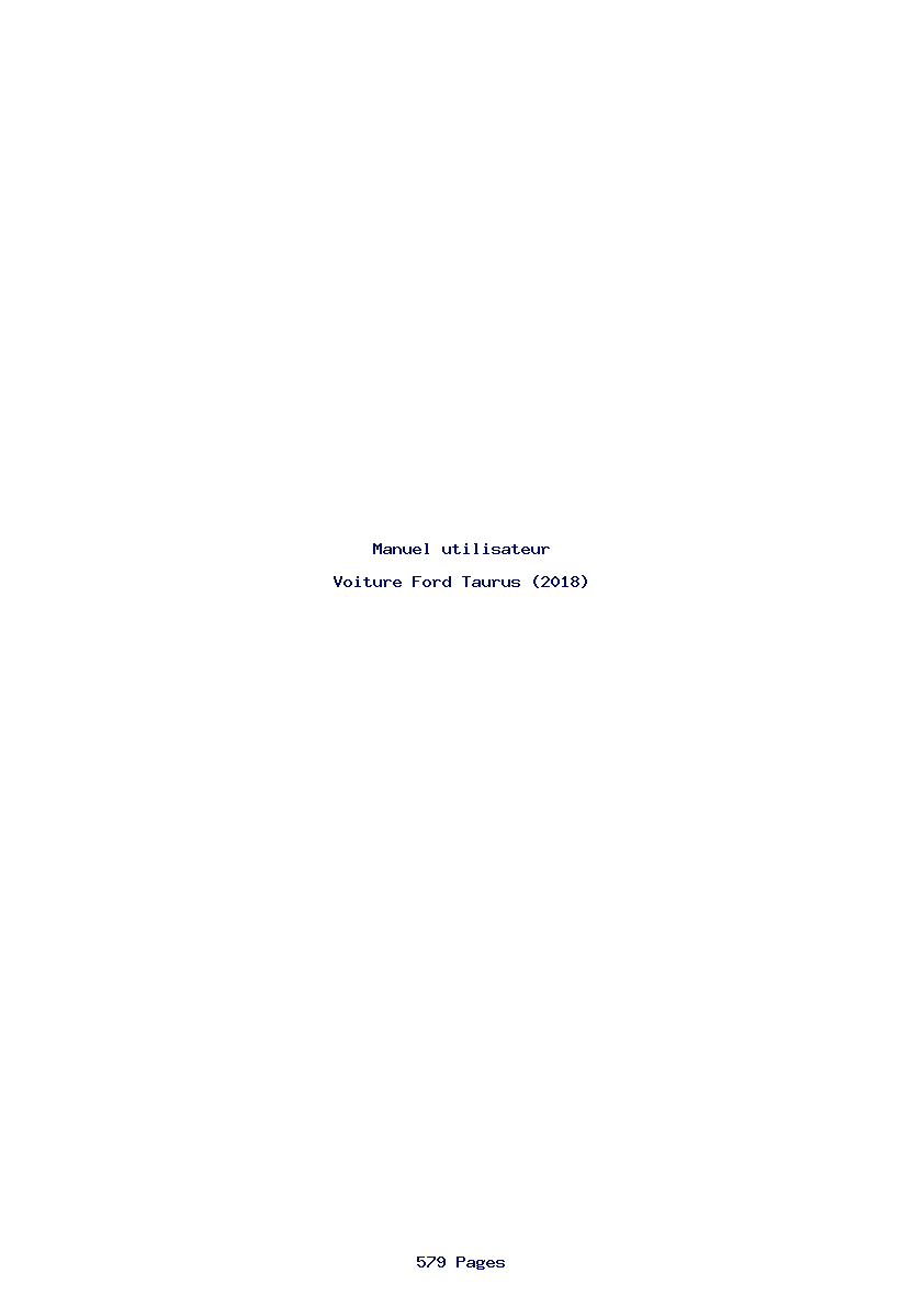 Page 1 de la notice Manuel utilisateur Ford Taurus (2018)