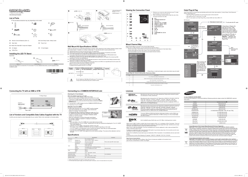 Page 1 de la notice Guide de démarrage rapide Samsung HG40EC770SK