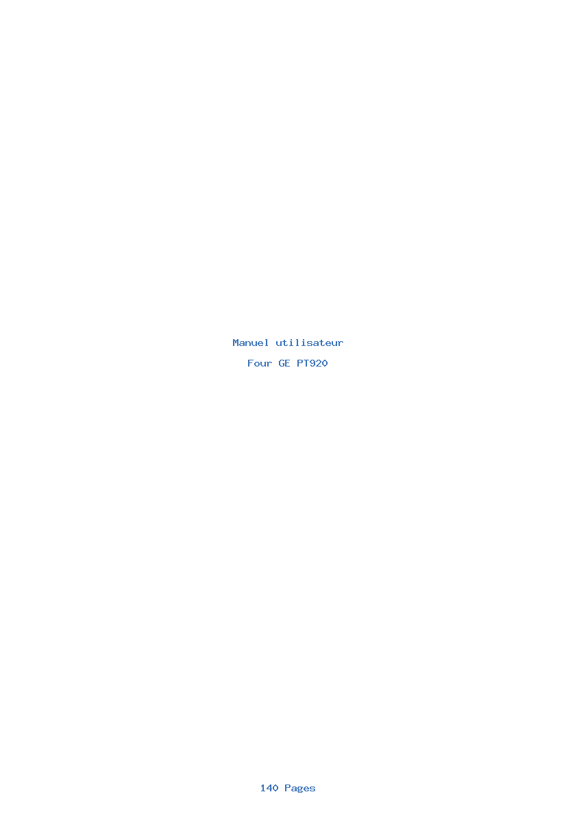 Page 1 de la notice Manuel utilisateur GE PT920