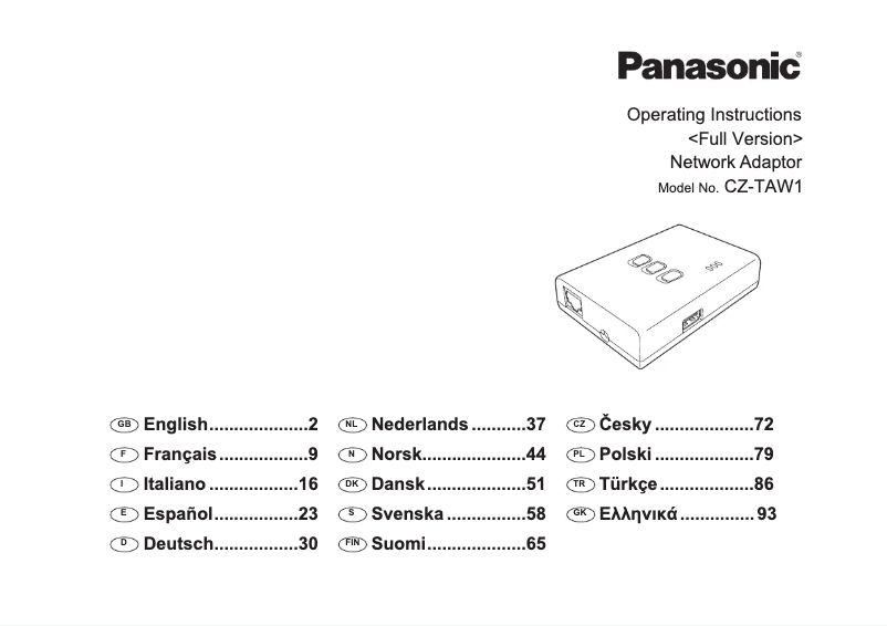 Página 1 del manual Manual de usuario Panasonic CZ-TAW1