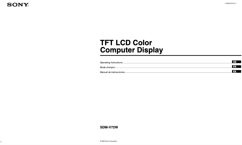 Page 1 de la notice Manuel utilisateur Sony SDM-V72W