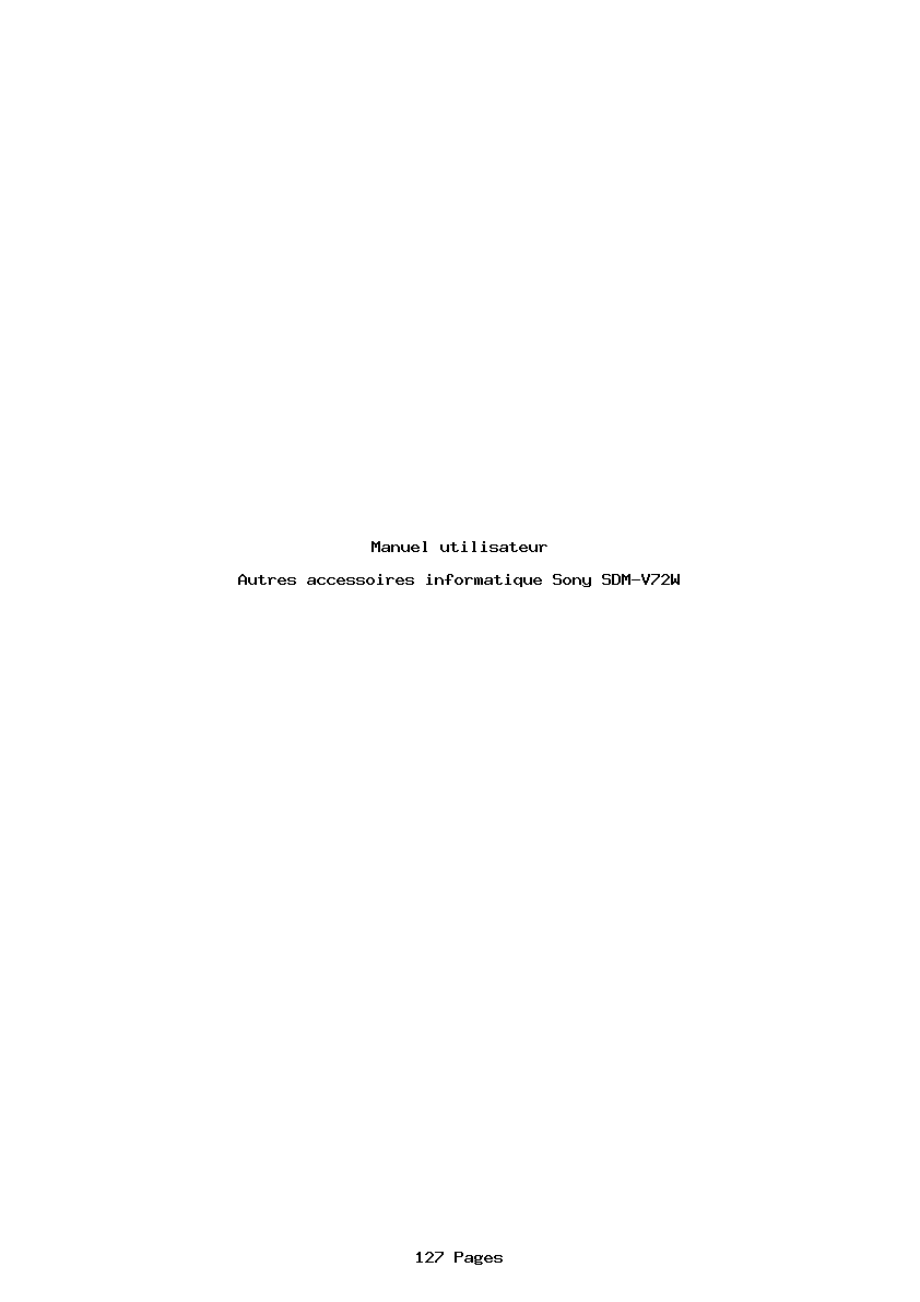 Page 1 de la notice Manuel utilisateur Sony SDM-V72W