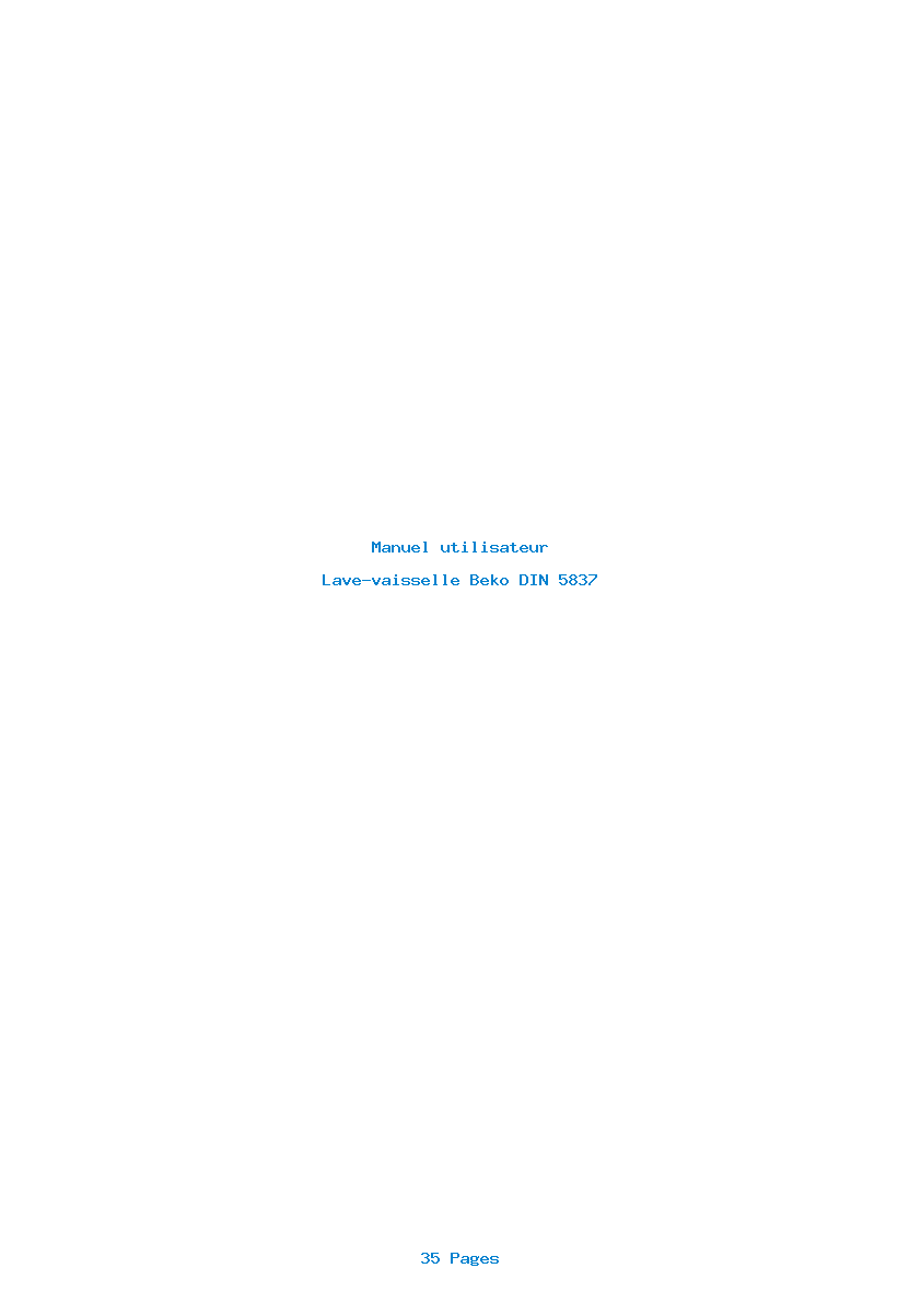 Page 1 de la notice Manuel utilisateur Beko DIN 5837