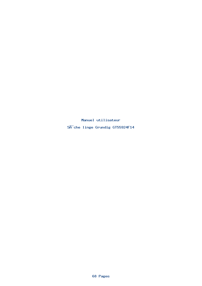 Page 1 de la notice Manuel utilisateur Grundig GT55924F14