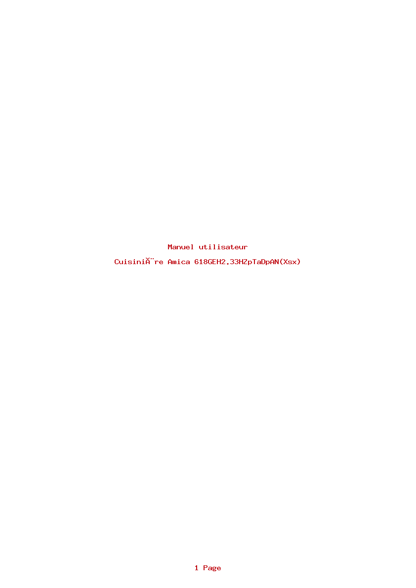 Page 1 de la notice Manuel utilisateur Amica 618GEH2.33HZpTaDpAN(Xsx)
