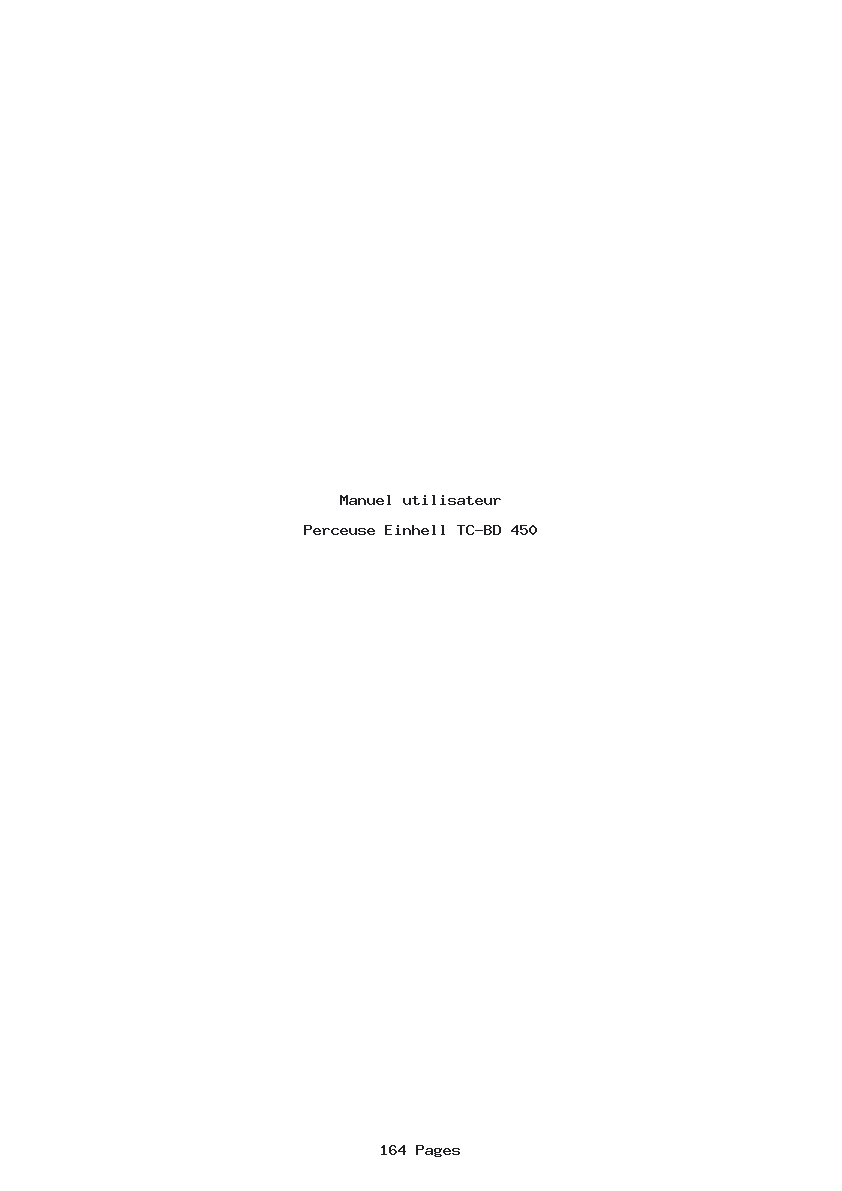 Page 1 de la notice Manuel utilisateur Einhell TC-BD 450