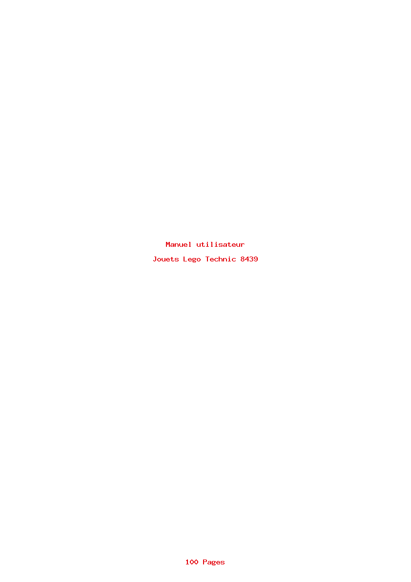 Page 1 de la notice Manuel utilisateur Lego Technic 8439