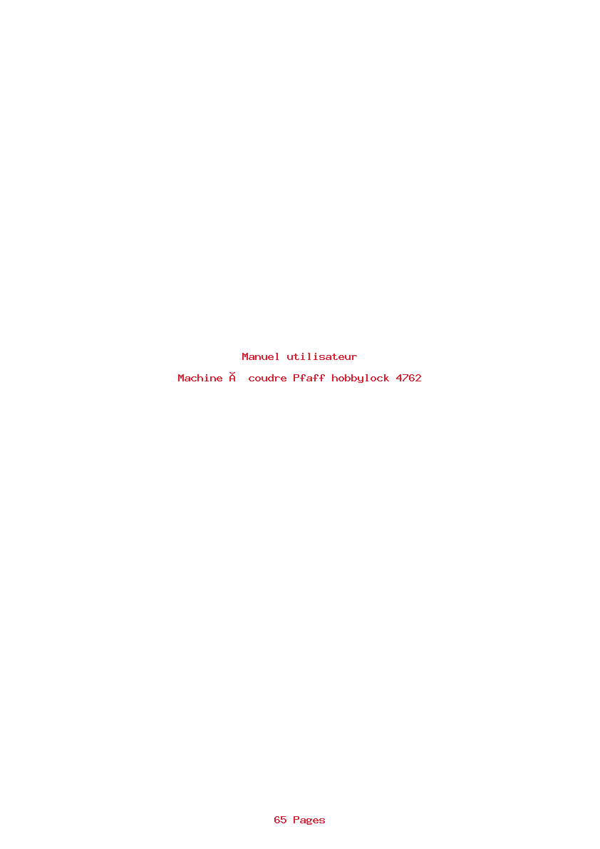 Page 1 de la notice Manuel utilisateur Pfaff hobbylock 4762