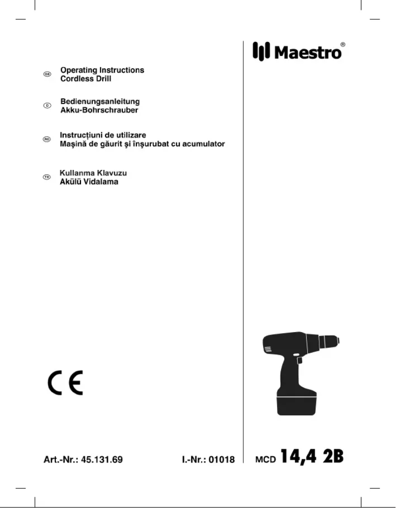 Page 1 de la notice Manuel utilisateur Maestro MCD 14,4 2B