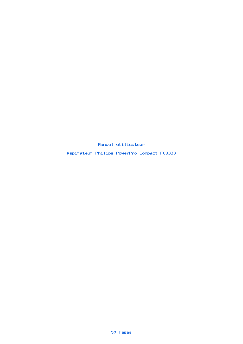 Page 1 de la notice Manuel utilisateur Philips PowerPro Compact FC9333
