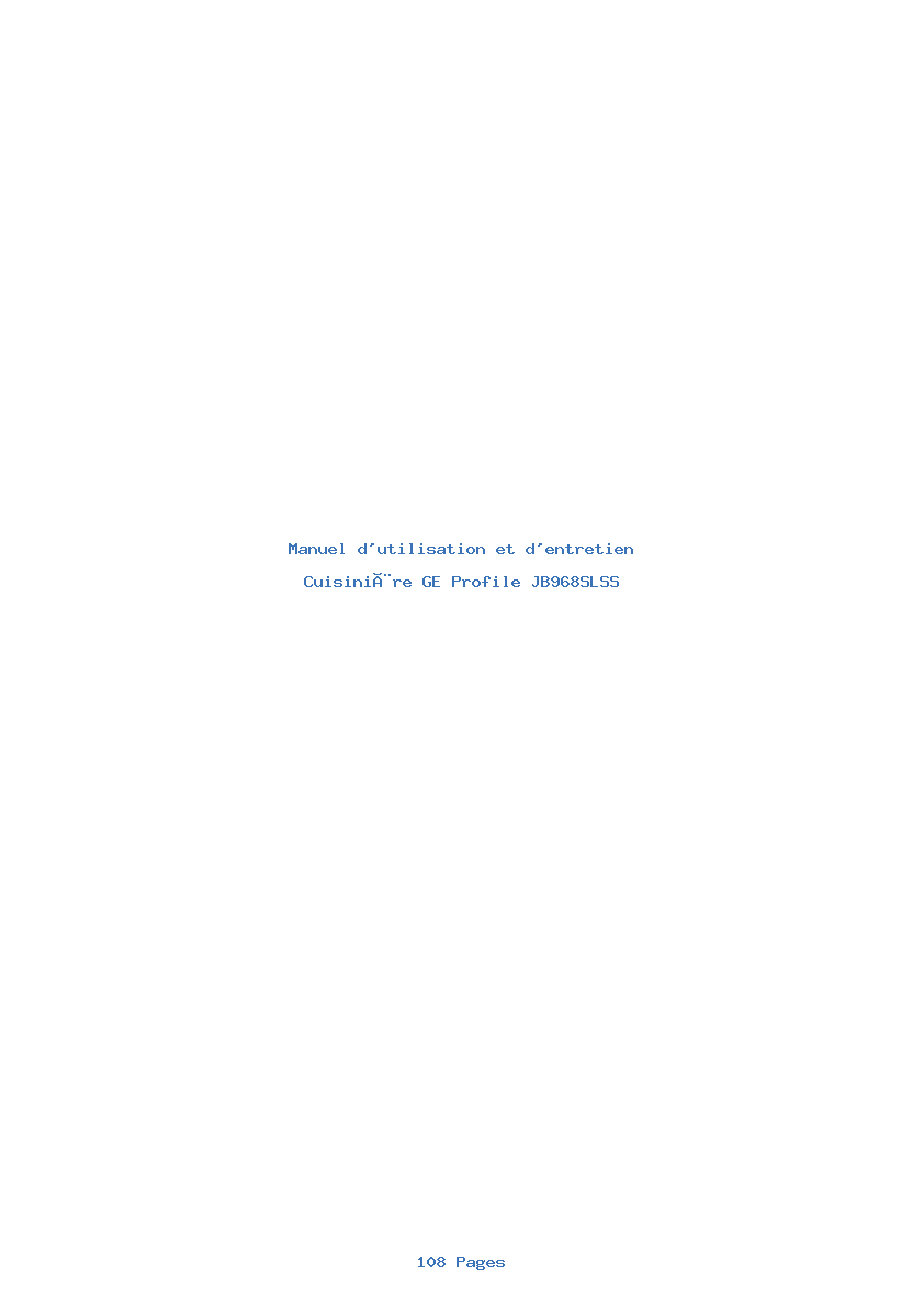Page 1 de la notice Manuel d'utilisation et d'entretien GE Profile JB968SLSS