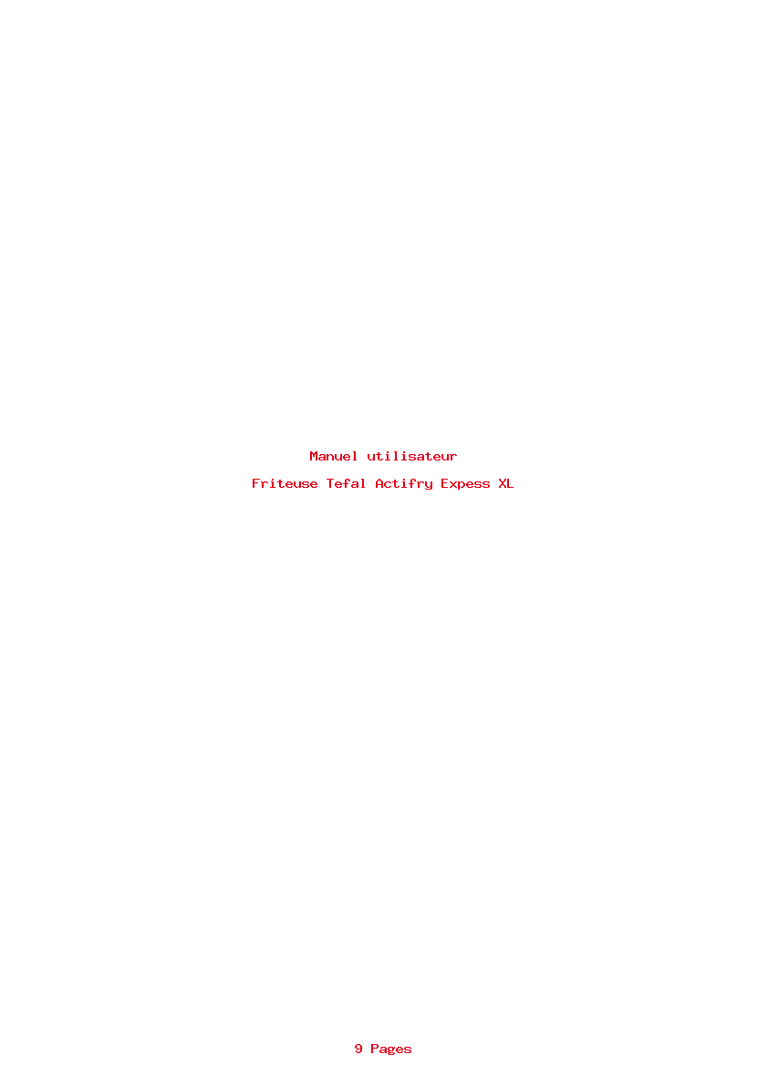 Page 1 de la notice Manuel utilisateur Tefal Actifry Expess XL