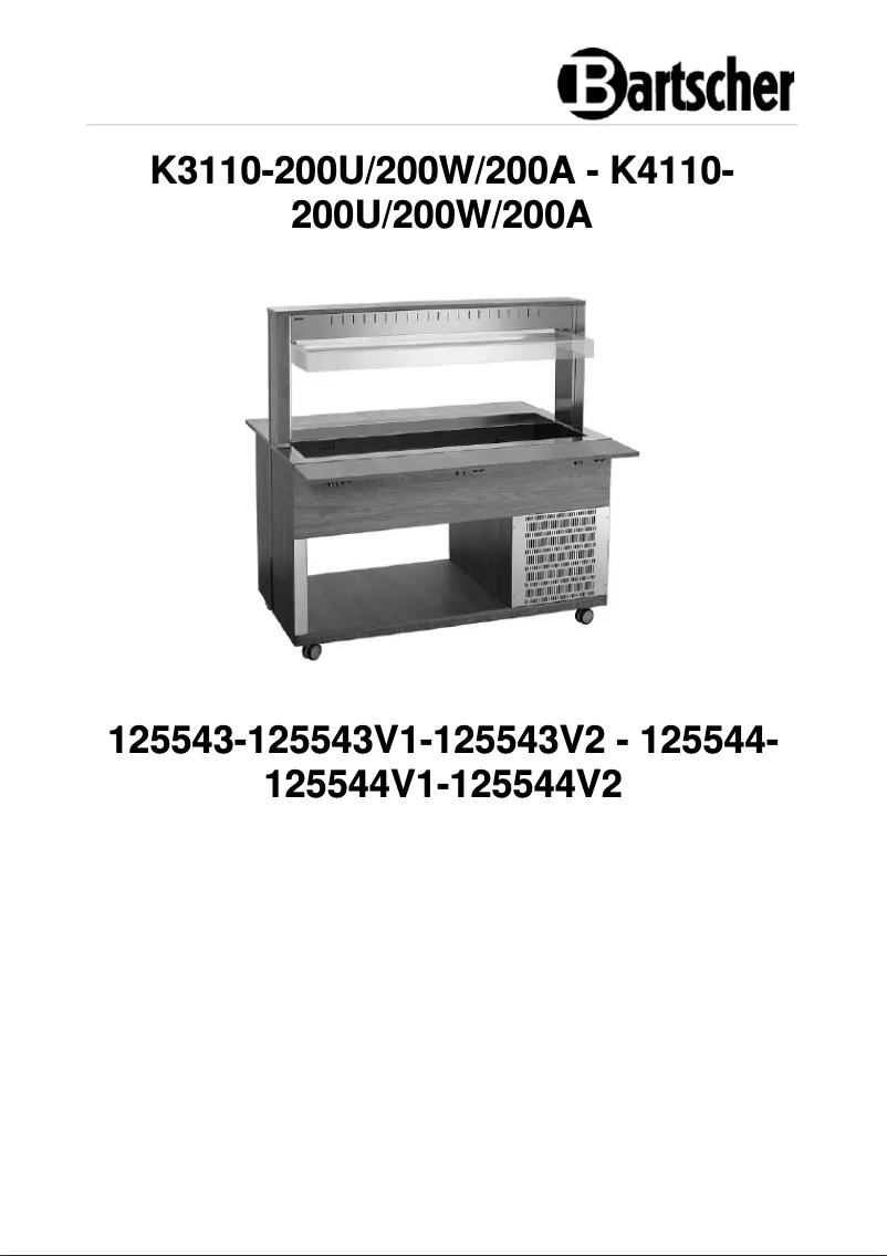 Page 1 of the manual User Manual Bartscher K4110-200W