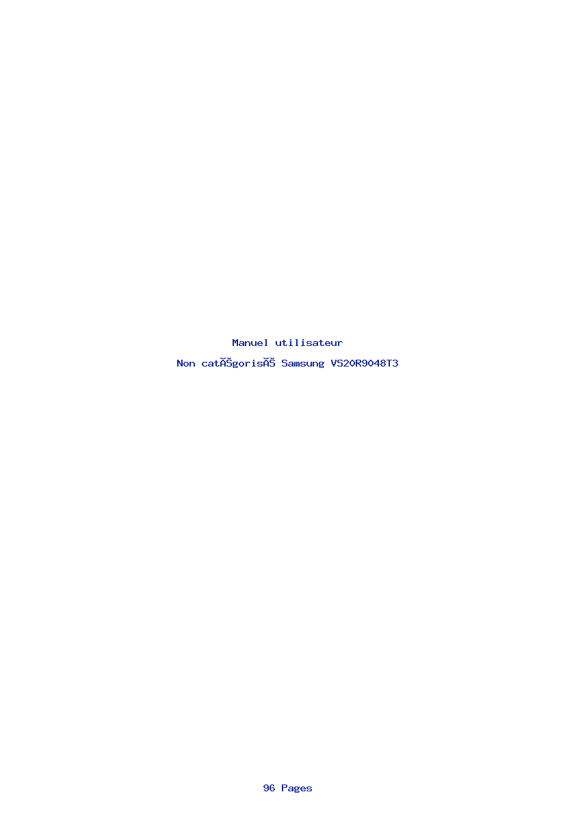 Page 1 de la notice Manuel utilisateur Samsung VS20R9048T3