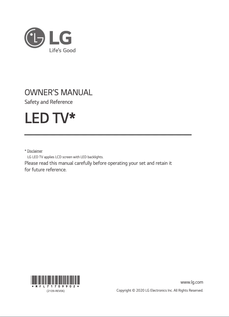 Page 1 de la notice Manuel utilisateur LG 55US761H0TA
