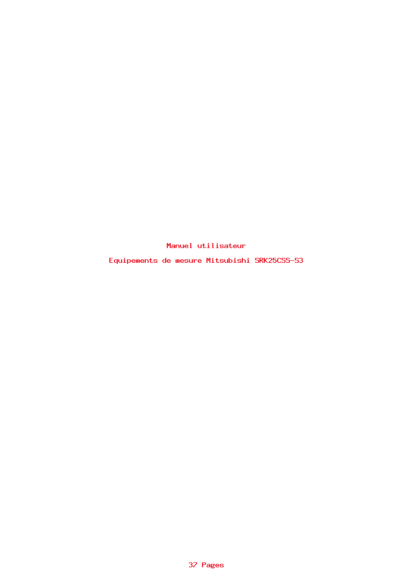 Page 1 de la notice Manuel utilisateur Mitsubishi SRK25CSS-S3