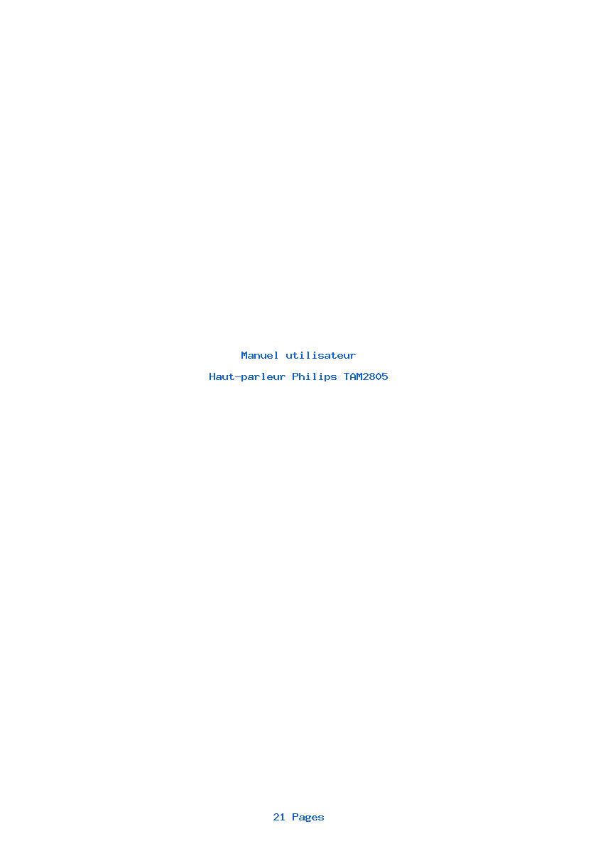 Page 1 de la notice Manuel utilisateur Philips TAM2805