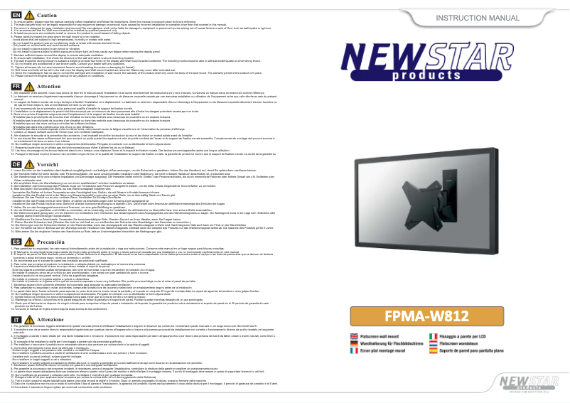 Page 1 de la notice Manuel utilisateur Newstar FPMA-W812