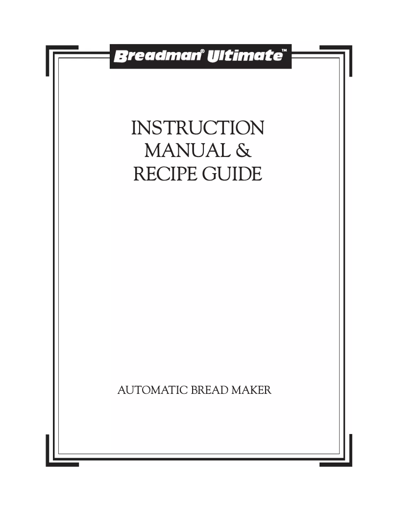 Page 1 de la notice Manuel utilisateur Breadman TR2200C