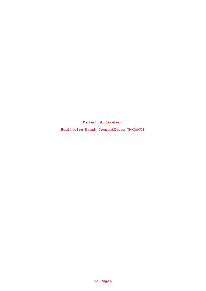 Page 1 de la notice Manuel utilisateur Bosch CompactClass TWK3A051