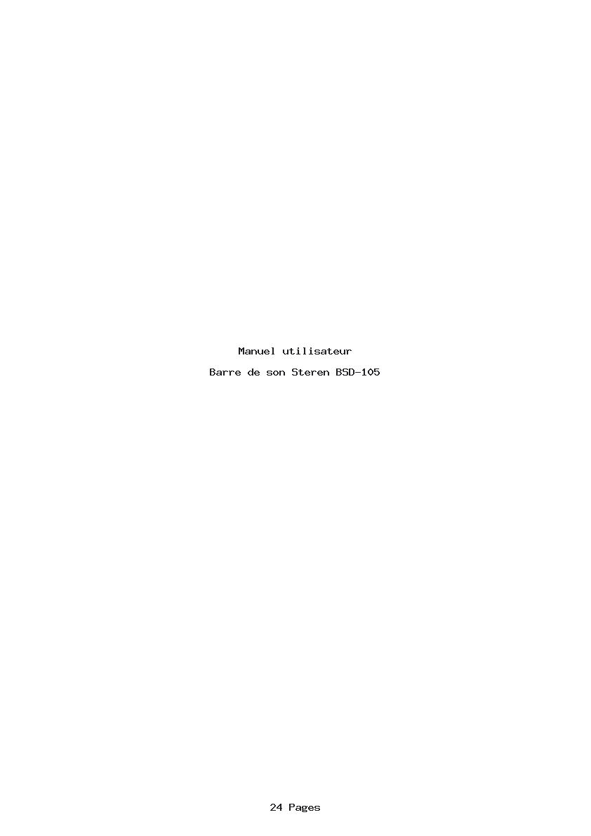 Page 1 de la notice Manuel utilisateur Steren BSD-105