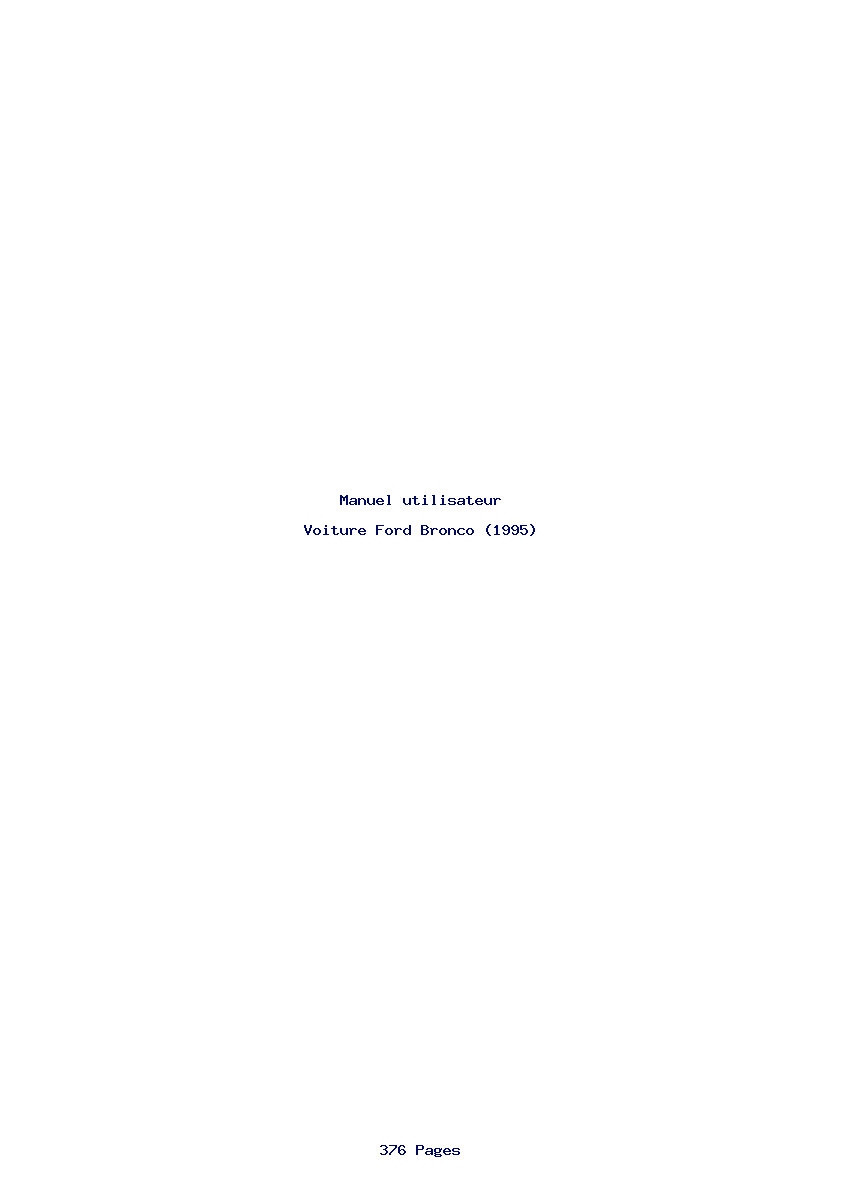 Page 1 de la notice Manuel utilisateur Ford Bronco (1995)