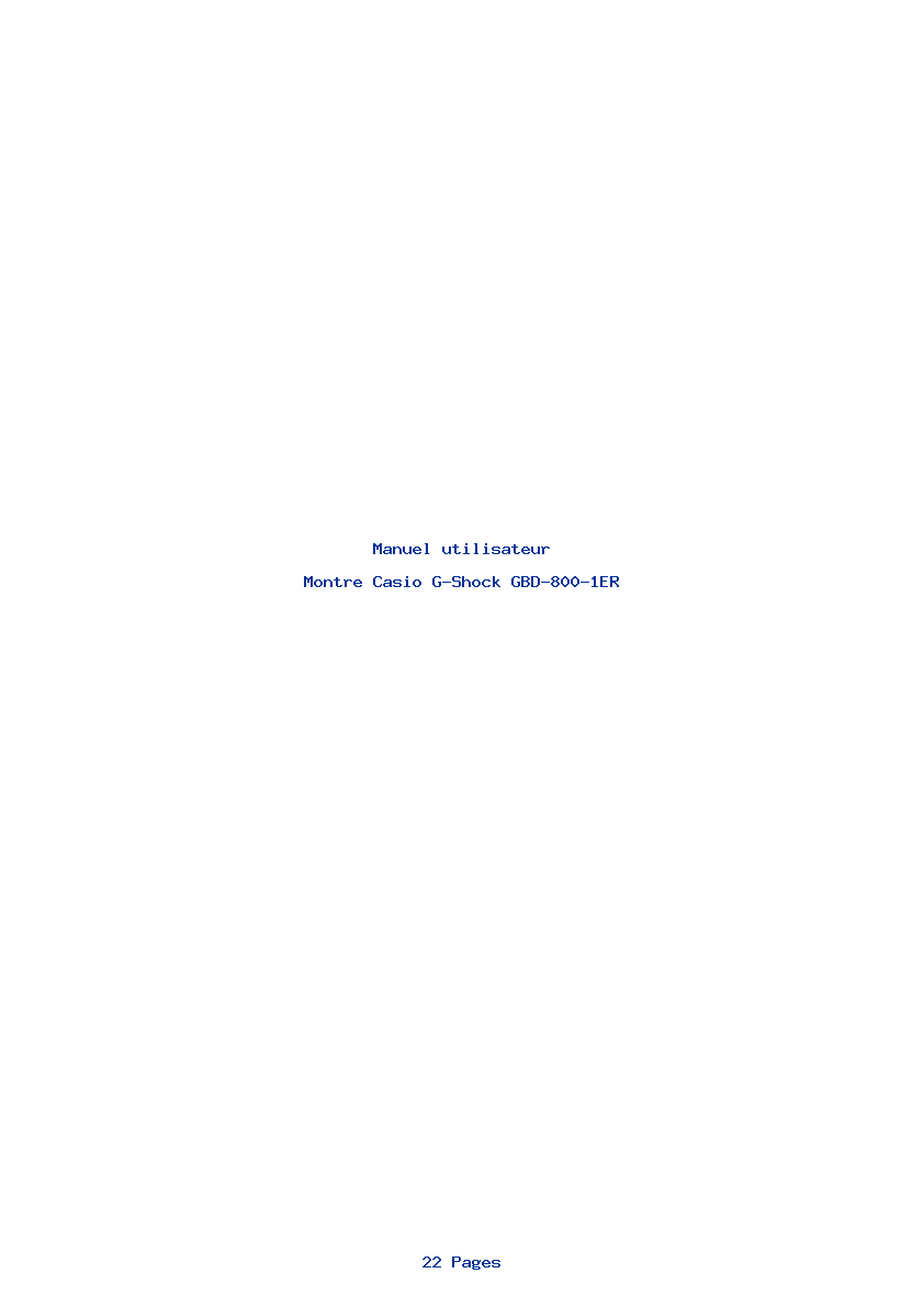 Page 1 de la notice Manuel utilisateur Casio G-Shock GBD-800-1ER