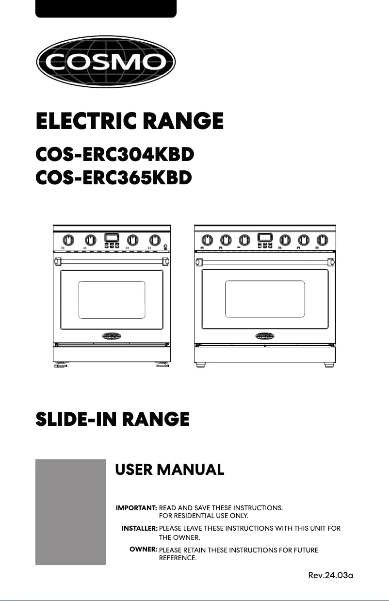 Page 1 de la notice Manuel utilisateur Cosmo COS-ERC304KBD
