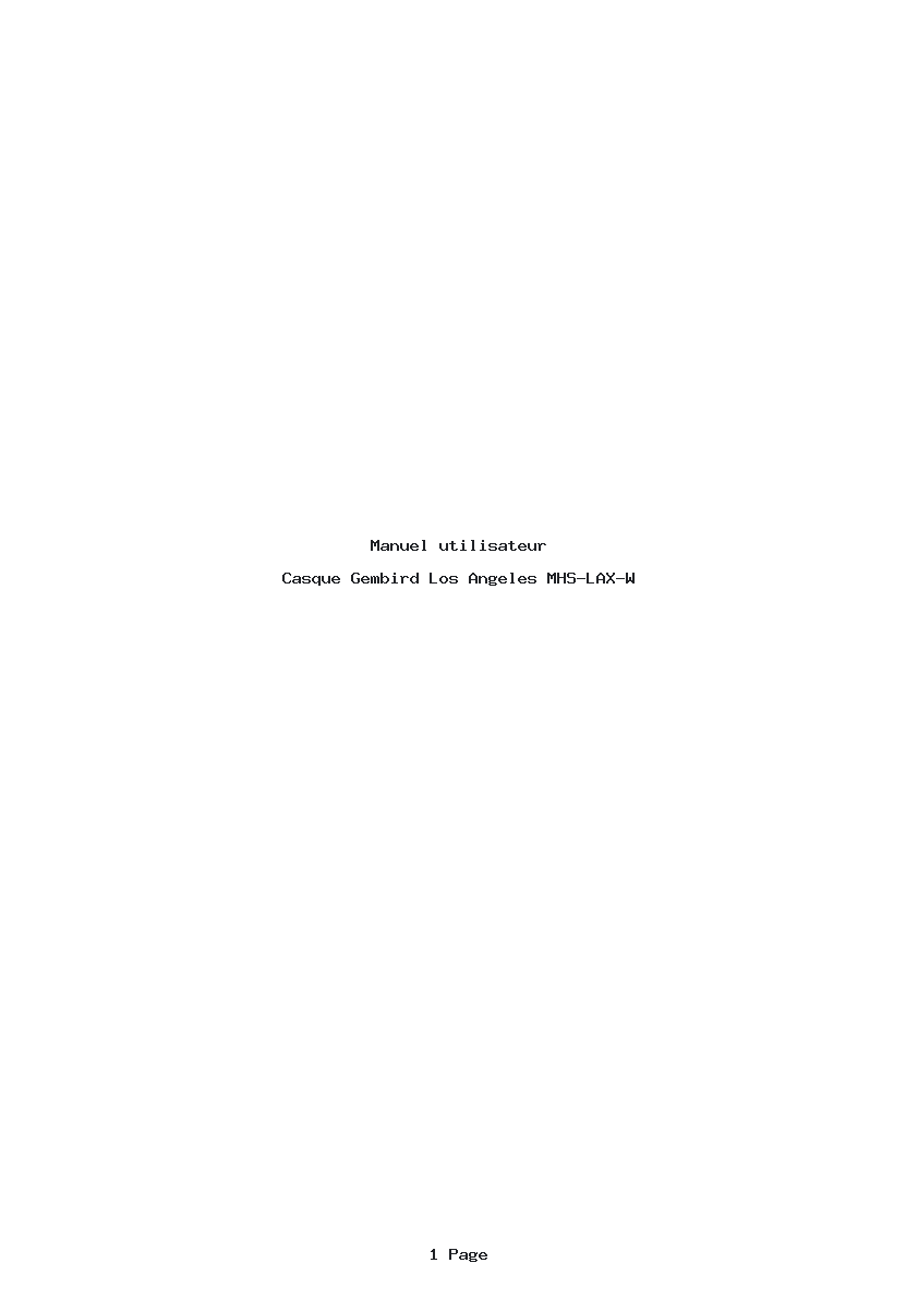 Page 1 de la notice Manuel utilisateur Gembird Los Angeles MHS-LAX-W