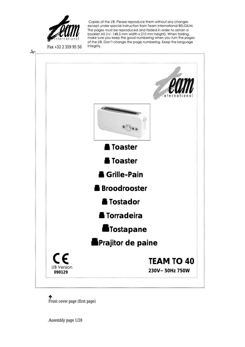 Page 1 de la notice Manuel utilisateur Team TO 40