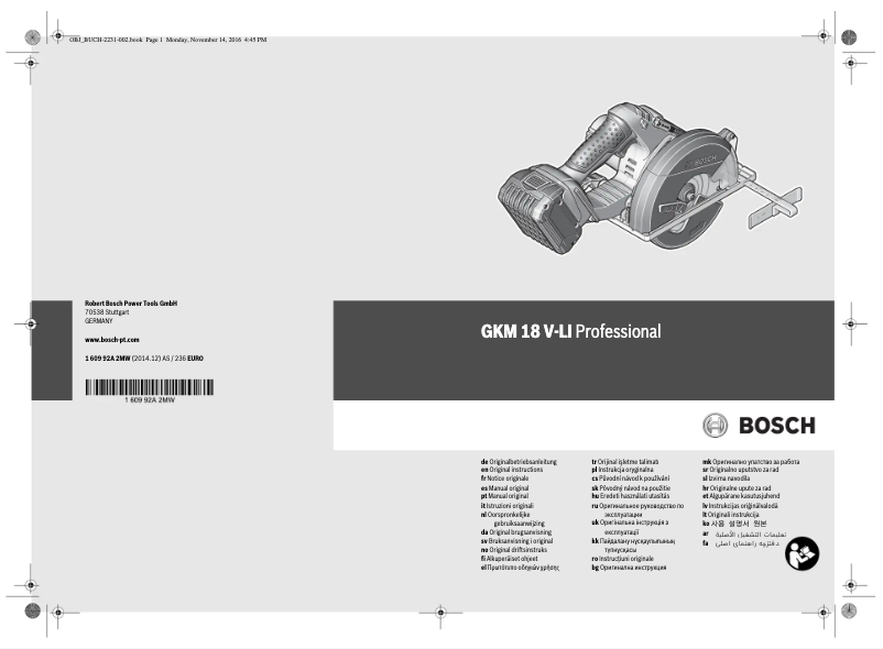 Page 1 of the manual User Manual Bosch GKM 18 V-LI