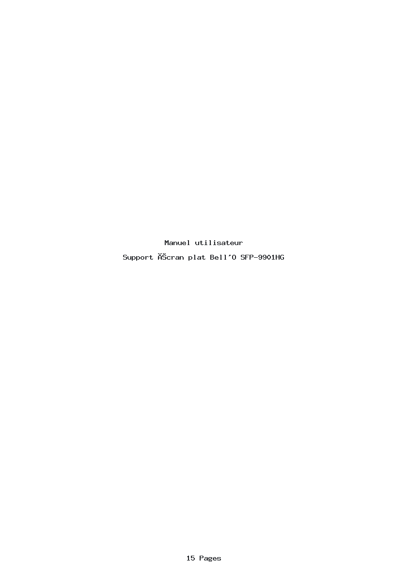 Page 1 de la notice Manuel utilisateur Bell'O SFP-9901HG