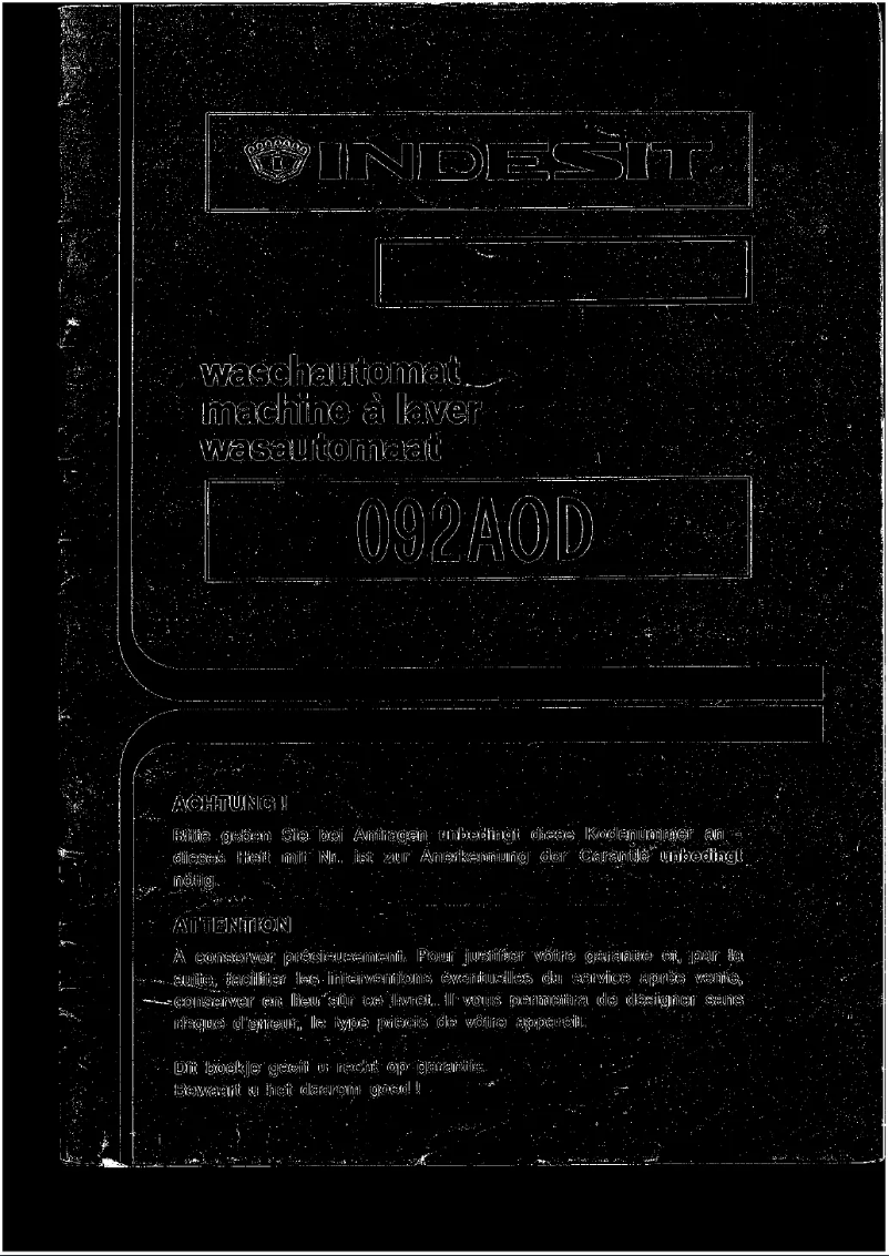 Página 1 del manual Manual de usuario Indesit 092 AOD