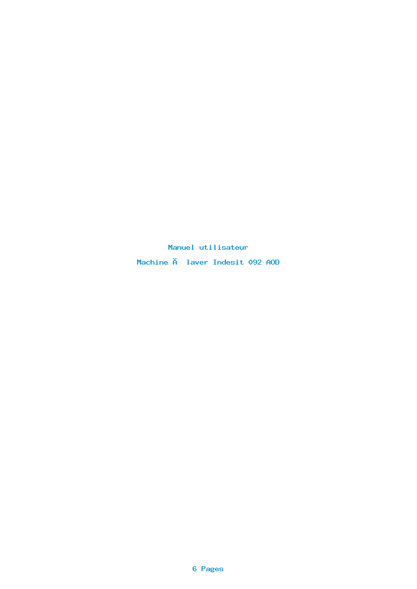 Page 1 de la notice Manuel utilisateur Indesit 092 AOD