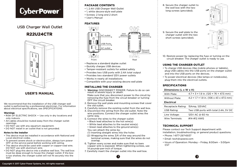 Page 1 de la notice Manuel utilisateur CyberPower R22U24CTR