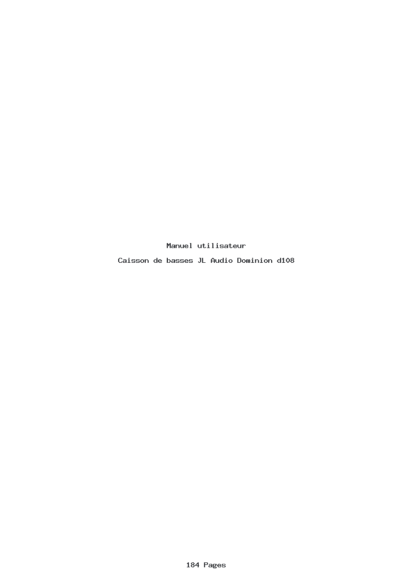 Page 1 de la notice Manuel utilisateur JL Audio Dominion d108