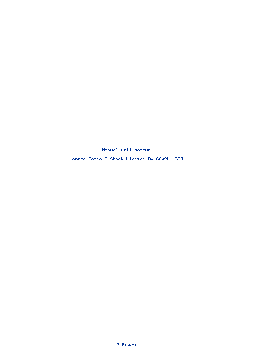Page 1 de la notice Manuel utilisateur Casio G-Shock Limited DW-6900LU-3ER