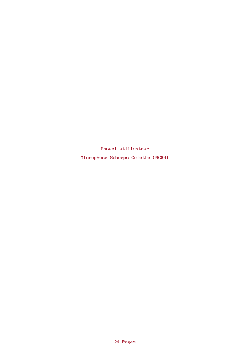 Page 1 de la notice Manuel utilisateur Schoeps Colette CMC641