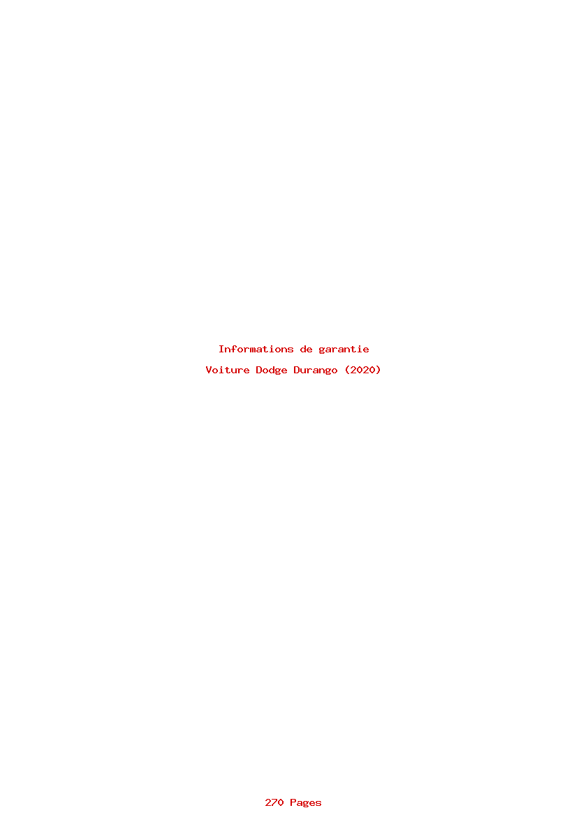 Page 1 de la notice Informations de garantie Dodge Durango (2020)