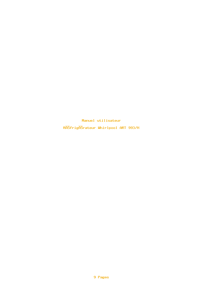 Page 1 de la notice Manuel utilisateur Whirlpool ART 993/H