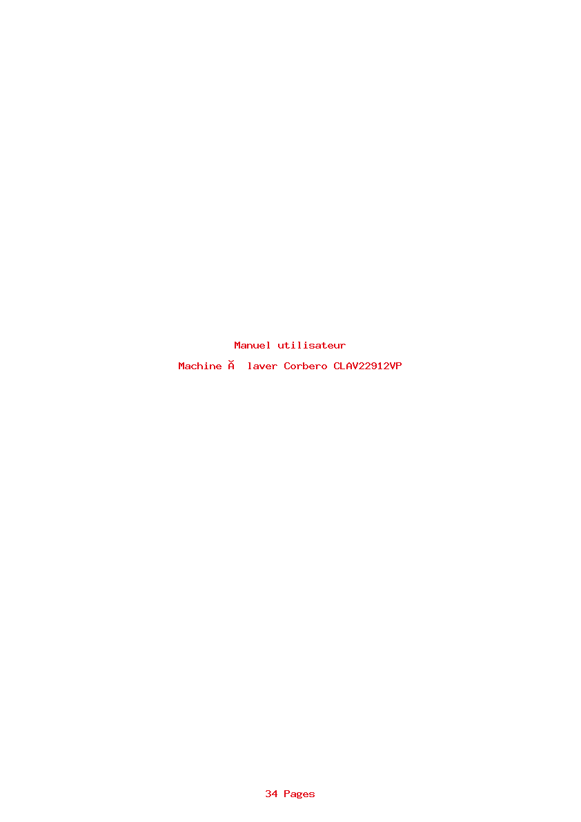 Page 1 de la notice Manuel utilisateur Corbero CLAV22912VP