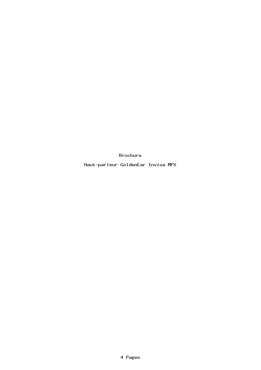 Page 1 de la notice Brochure GoldenEar Invisa MPX