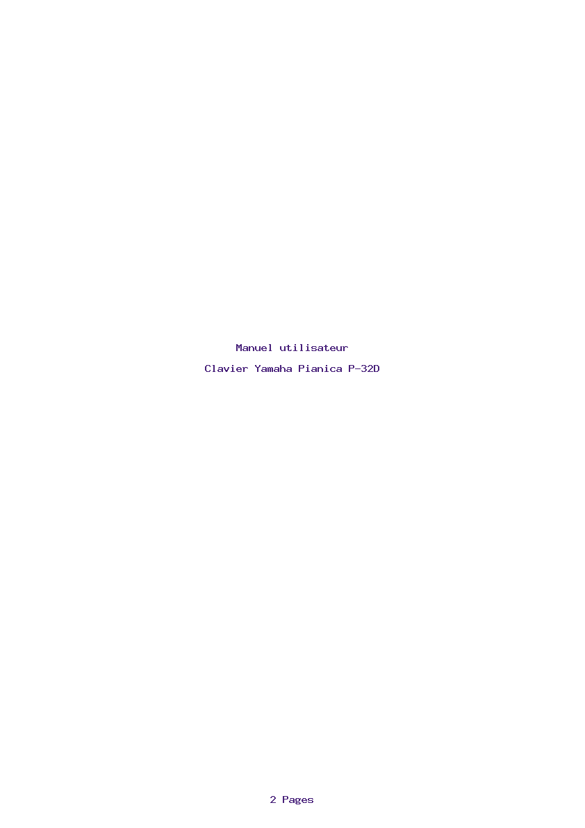 Page 1 de la notice Manuel utilisateur Yamaha Pianica P-32D
