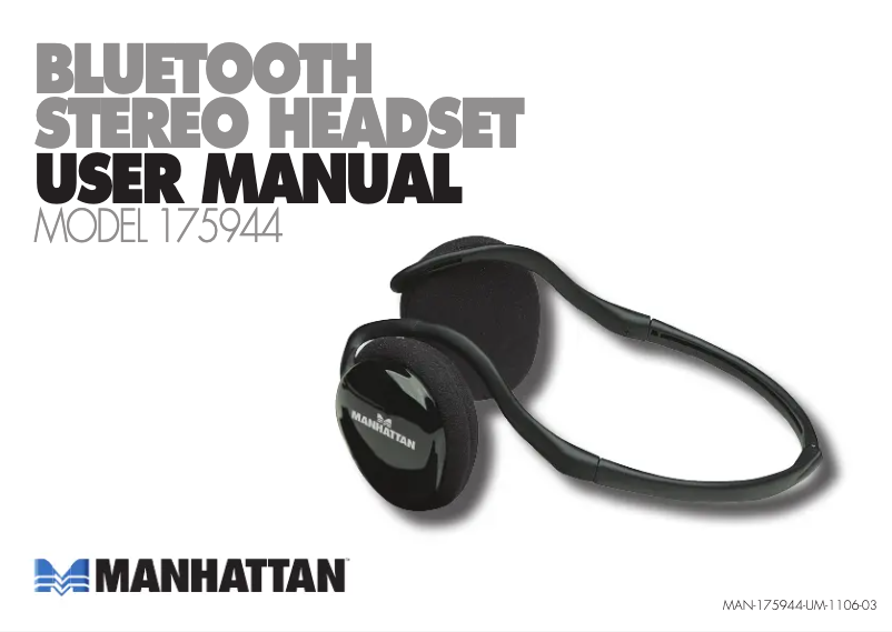 Page 1 of the manual User Manual Manhattan Bluetooth Stereo Headset