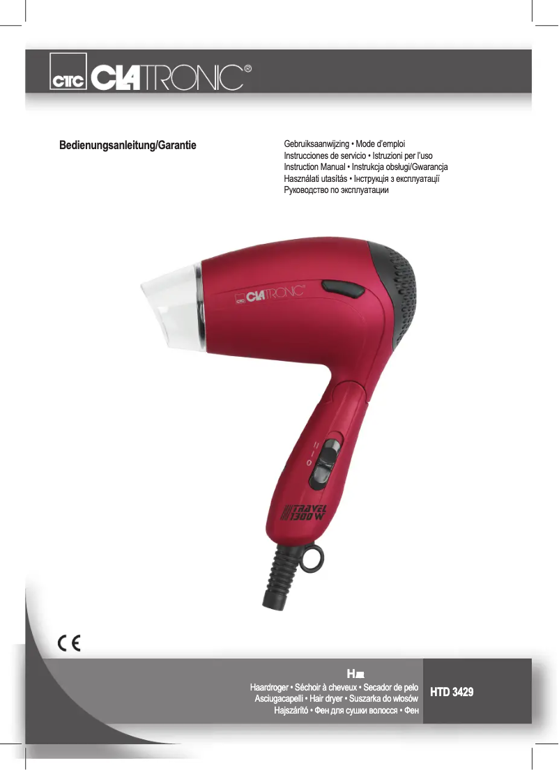 Page 1 de la notice Manuel utilisateur Bomann HTD 3429