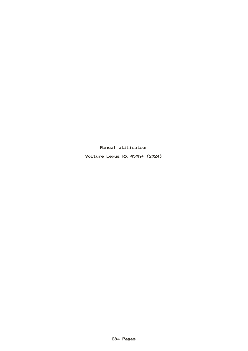Page 1 de la notice Manuel utilisateur Lexus RX 450h+ (2024)
