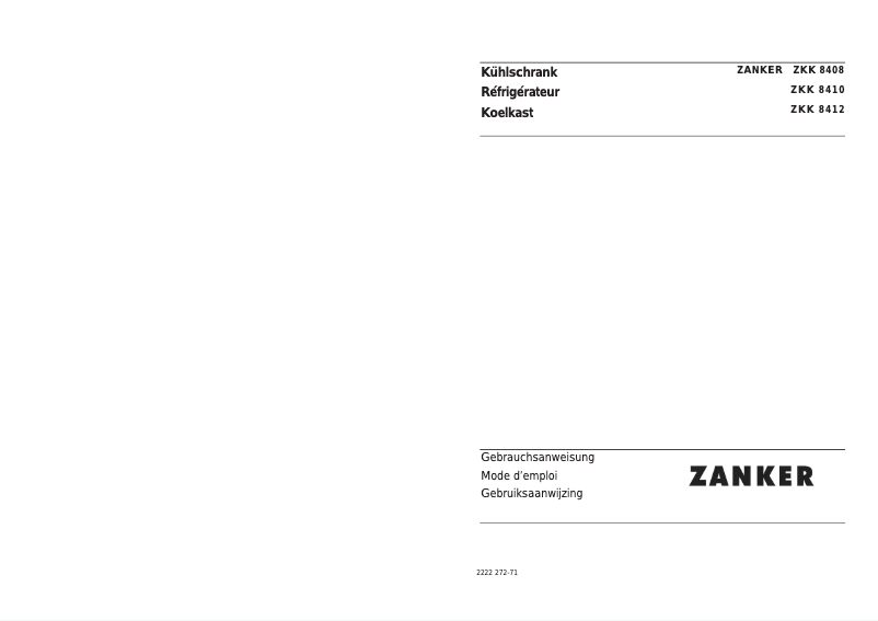 Page 1 de la notice Manuel utilisateur Zanker ZKK 8412