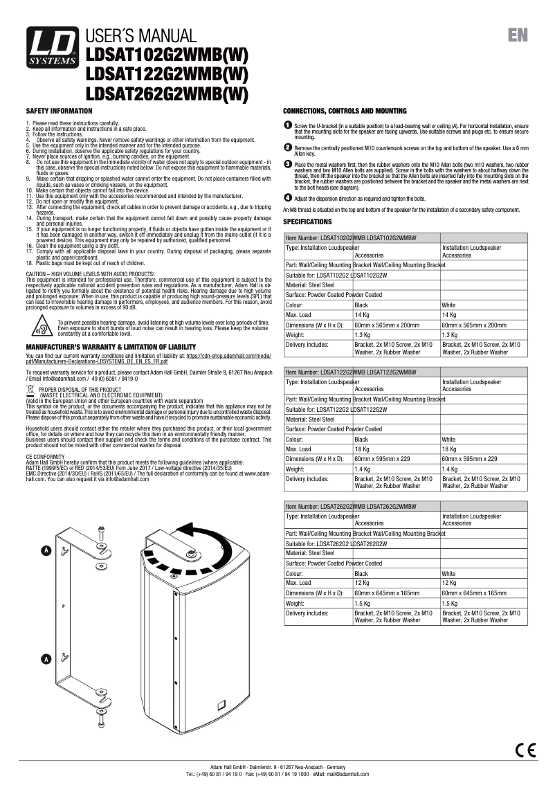 Page 1 de la notice Manuel utilisateur LD Systems SAT 102 G2 WMB W