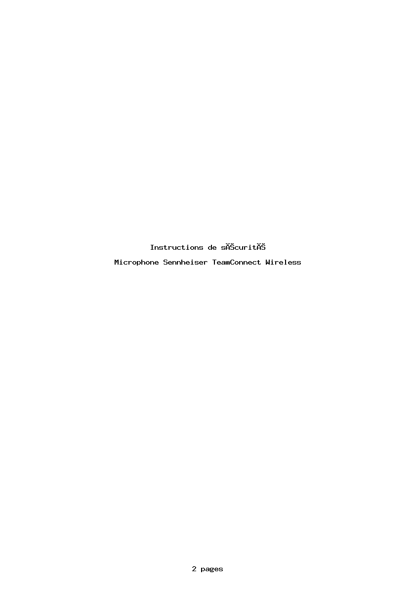 Page 1 de la notice Instructions de sécurité Sennheiser TeamConnect Wireless